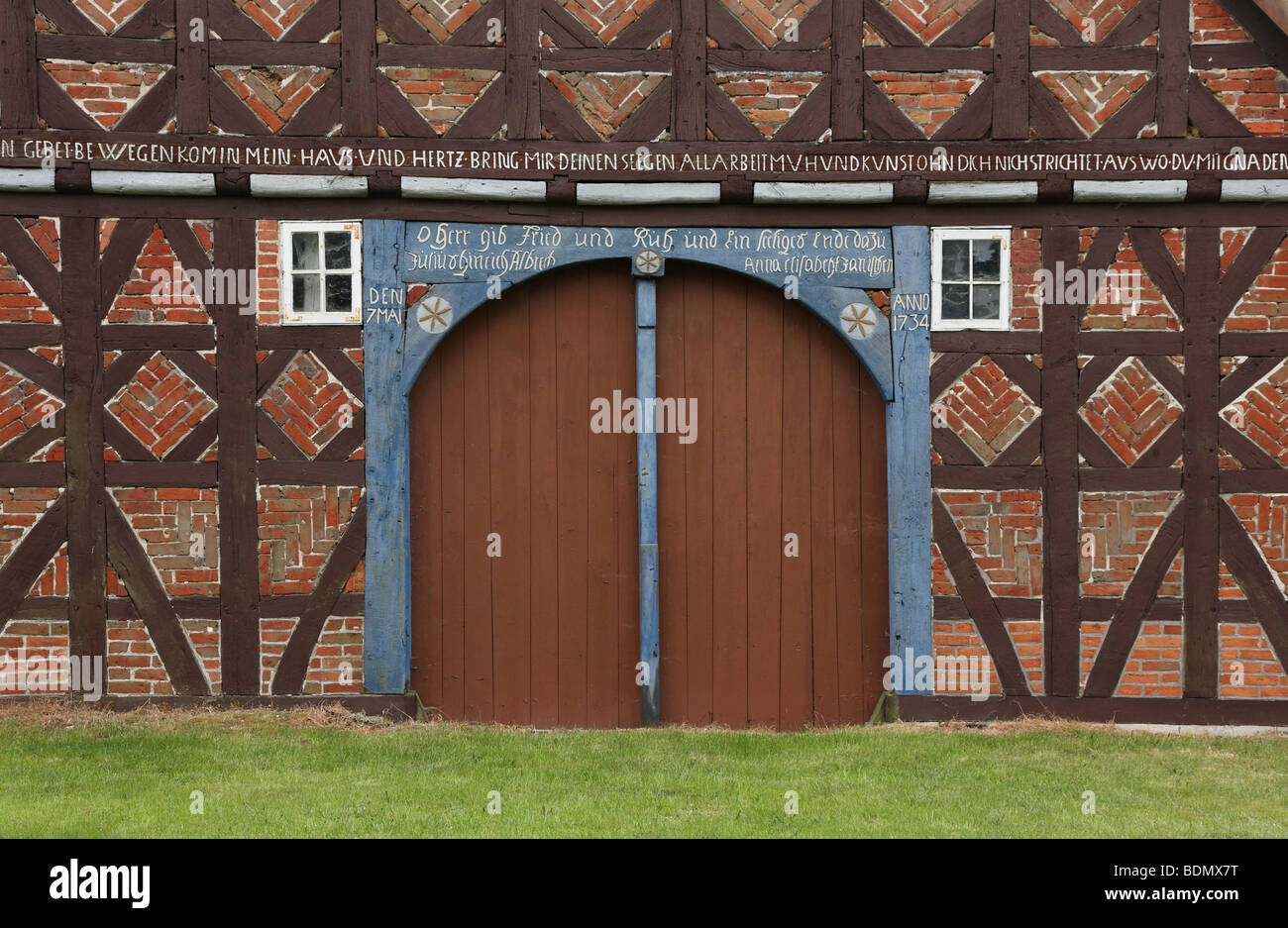 Trebel-Dünsche, Hallenhaus, alte Hausnummer 2, erbaut 1734 Stock Photo