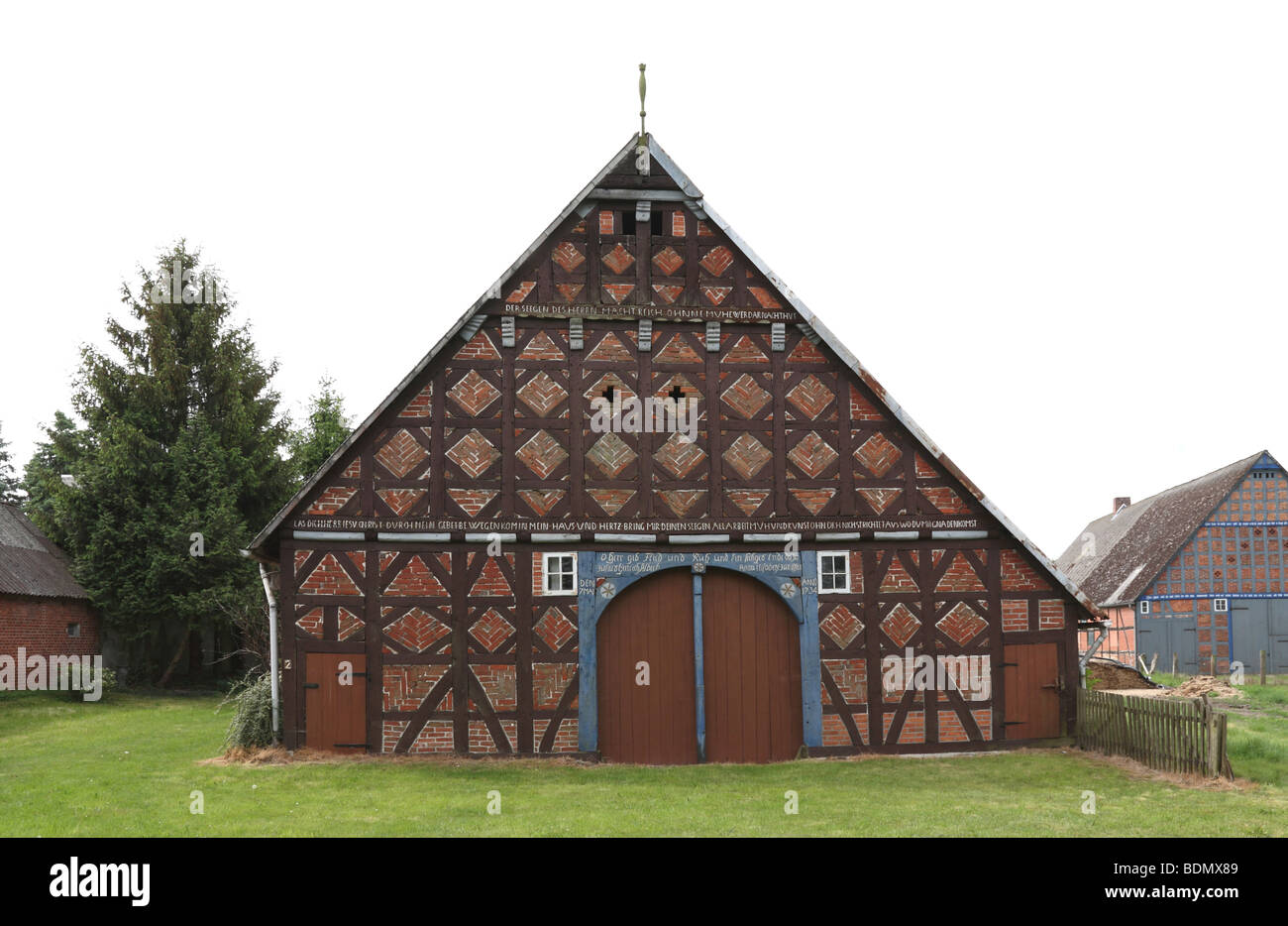 Trebel-Dünsche, Hallenhaus, alte Hausnummer 2, erbaut 1734 Stock Photo