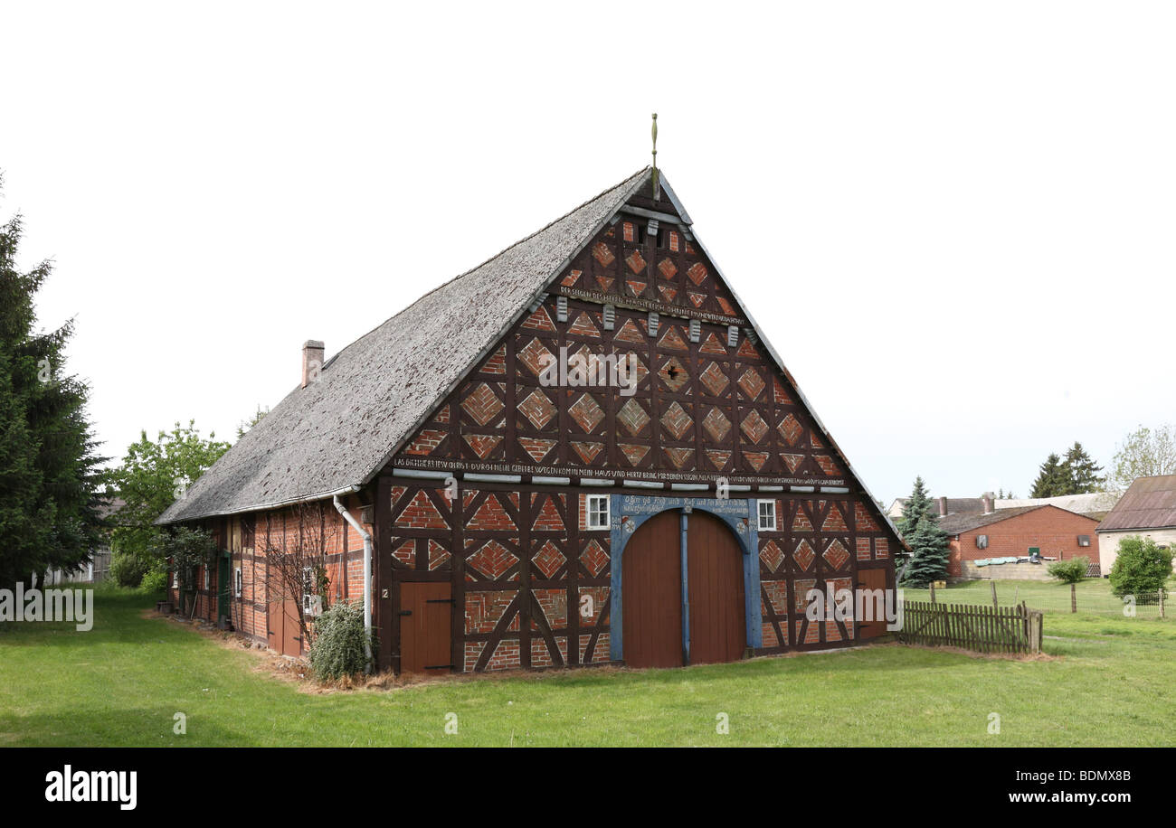 Trebel-Dünsche, Hallenhaus, alte Hausnummer 2, erbaut 1734 Stock Photo