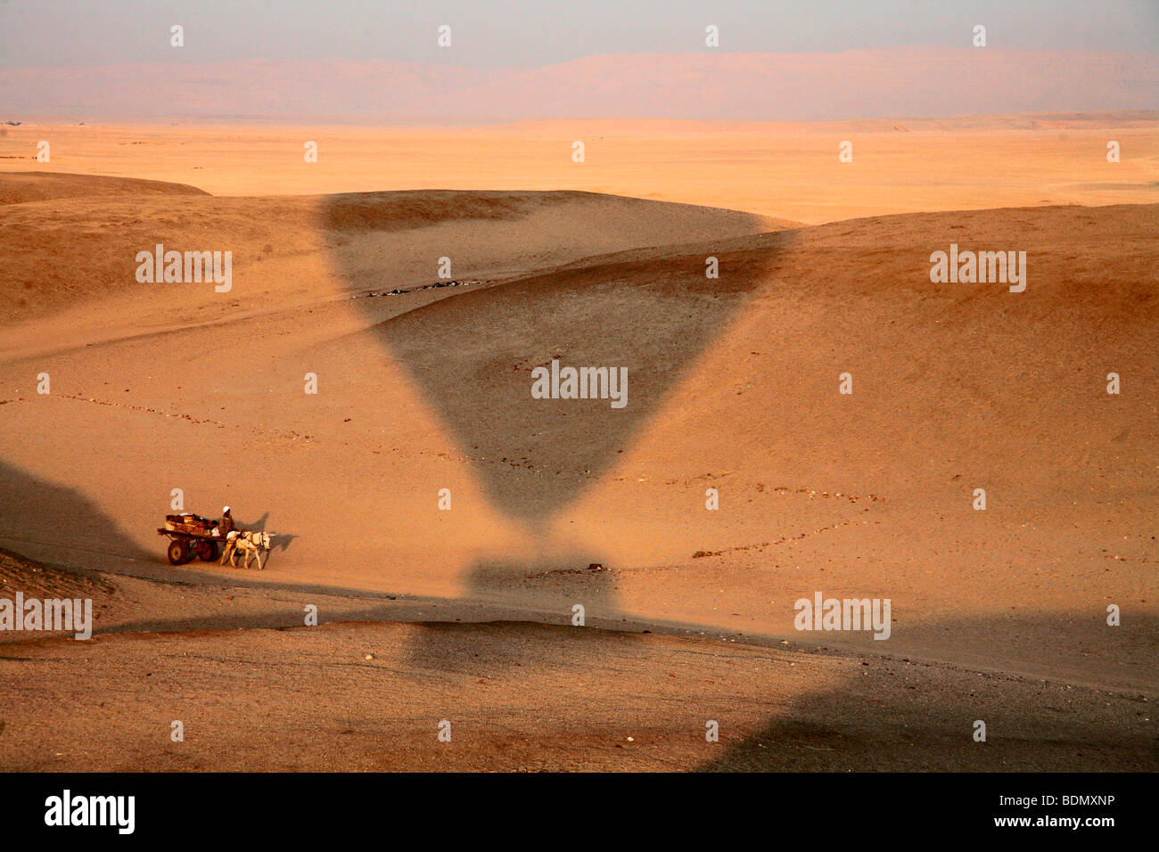 Shadow of a hot-air balloon, Valley of the Kings, Thebes, Luxor, Egypt, Africa Stock Photo