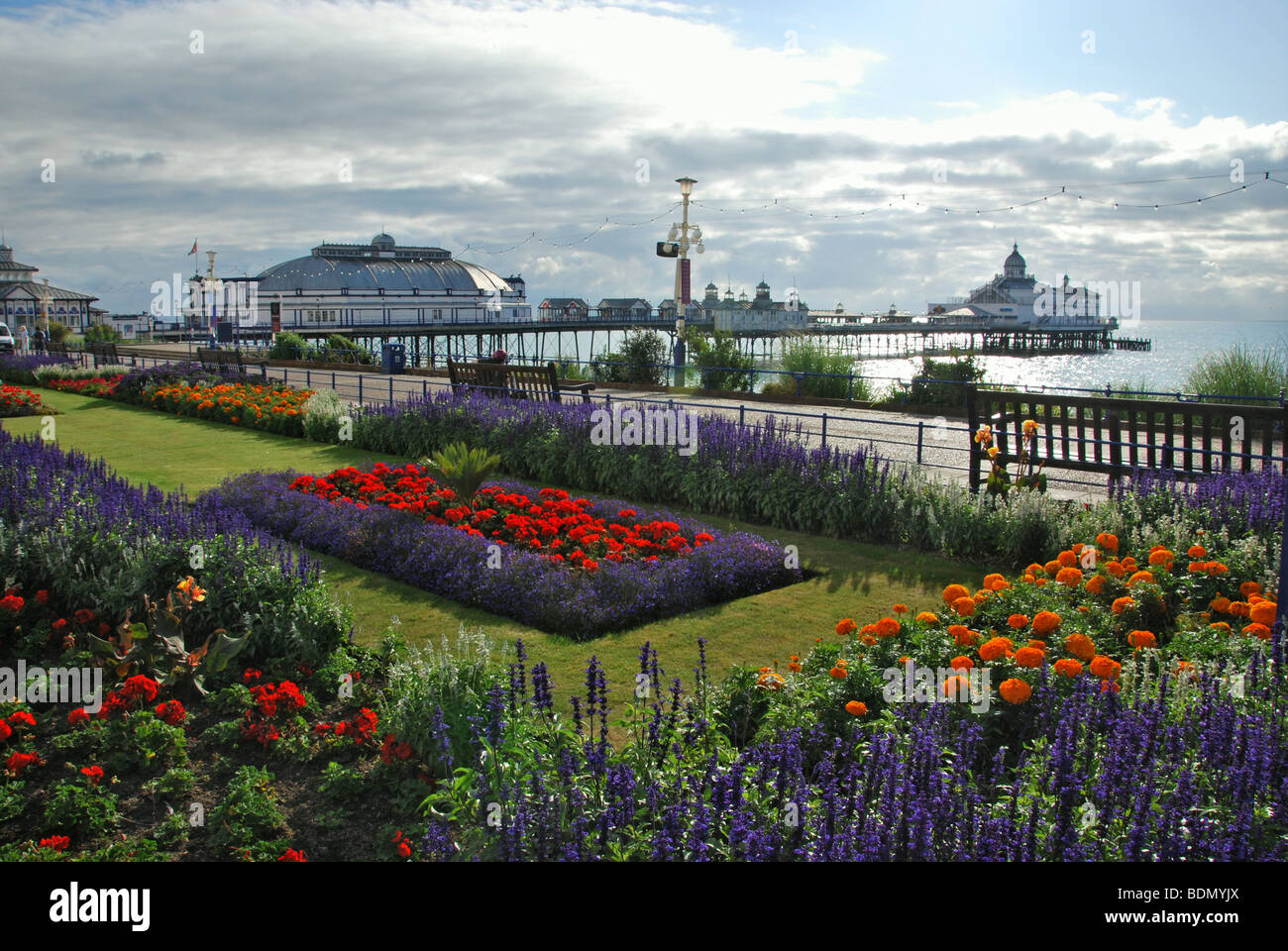 Eastbourne Pier and Carpet Gardens, England United Kingdom Stock Photo