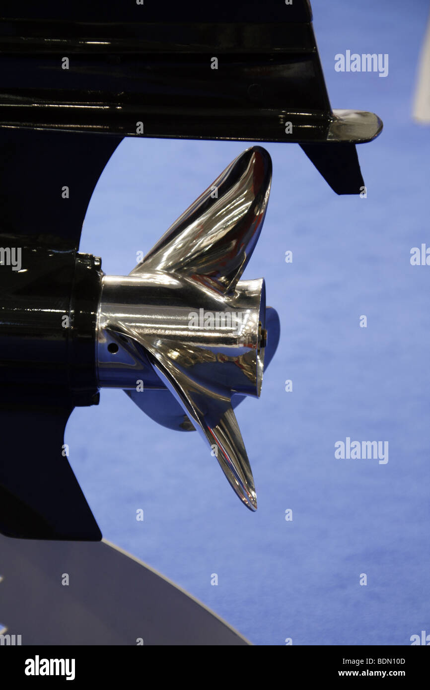 rotor blade on speed boat at boat show Stock Photo Alamy