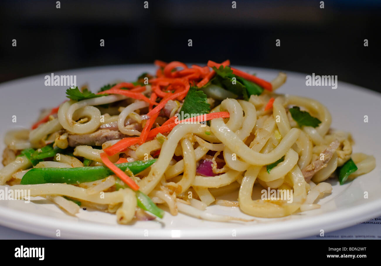 Chicken and udon noodles Stock Photo Alamy