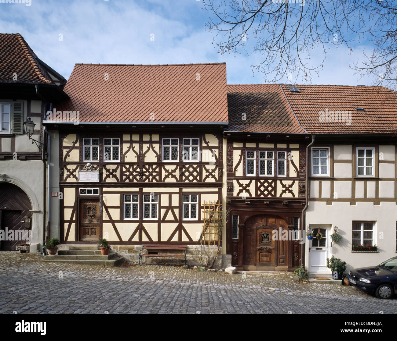 Königsberg in Bayern, Regiomontanus-Haus am Salzmarkt. Zierfassade im Stil der Neorenaissance von 1881. Stock Photo