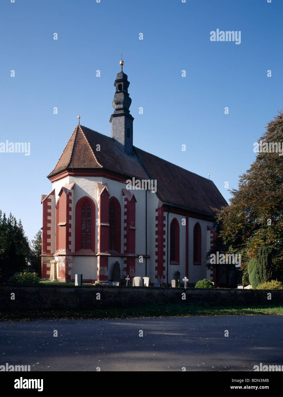 Königsberg in Bayern, 'Friedhofskirche St. Burkhard von 1428 Stock Photo