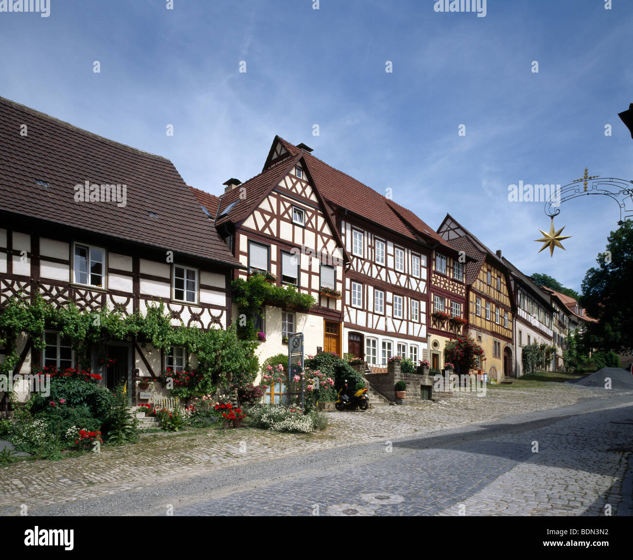 Königsberg in Bayern, Fachwerkhäuser am Salzmarkt Stock Photo