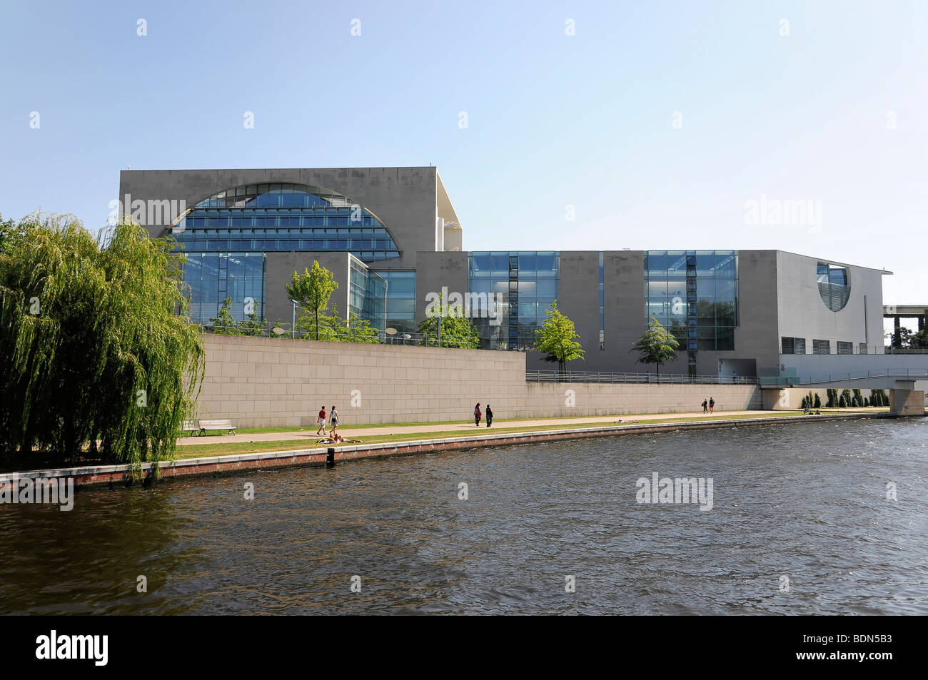Bundeskanzleramt Federal Chancellery seen from the Spree river side, capital Berlin, Germany, Europe Stock Photo