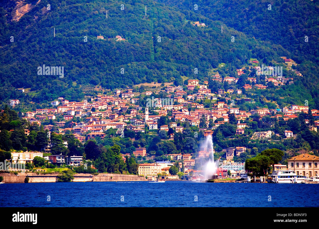 The Hillside Town of Brunate on Lake Como, Lombardia, Italy Stock Photo