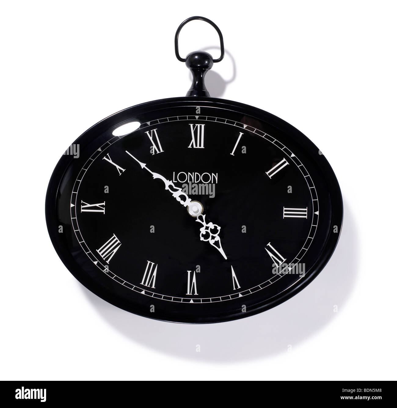 Black Wall Clock Clocks Stock Photo