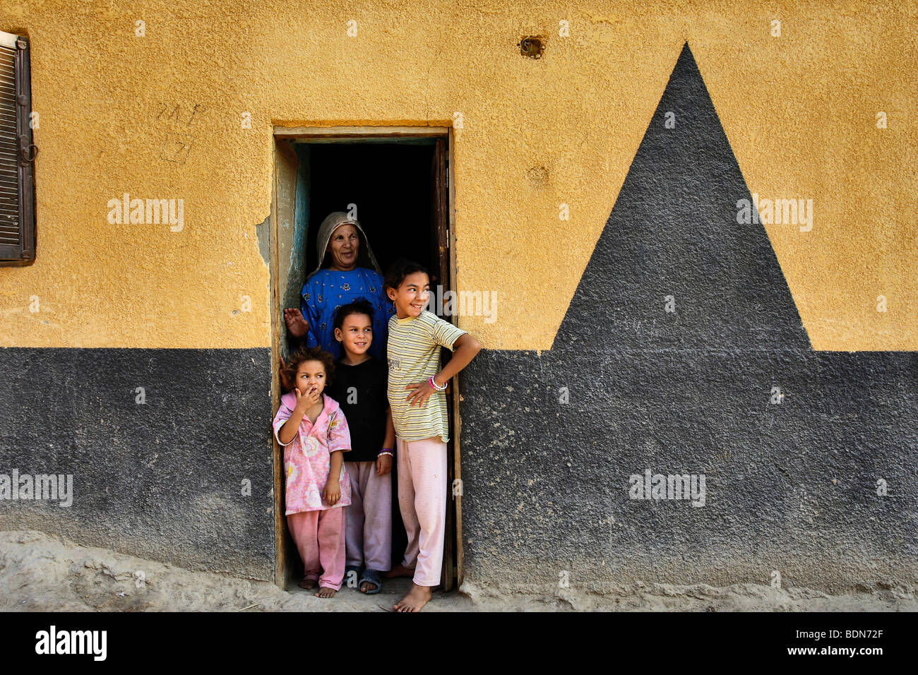 Family, Bahariya Oasis, Egyptian Sahara, Egypt, Africa Stock Photo