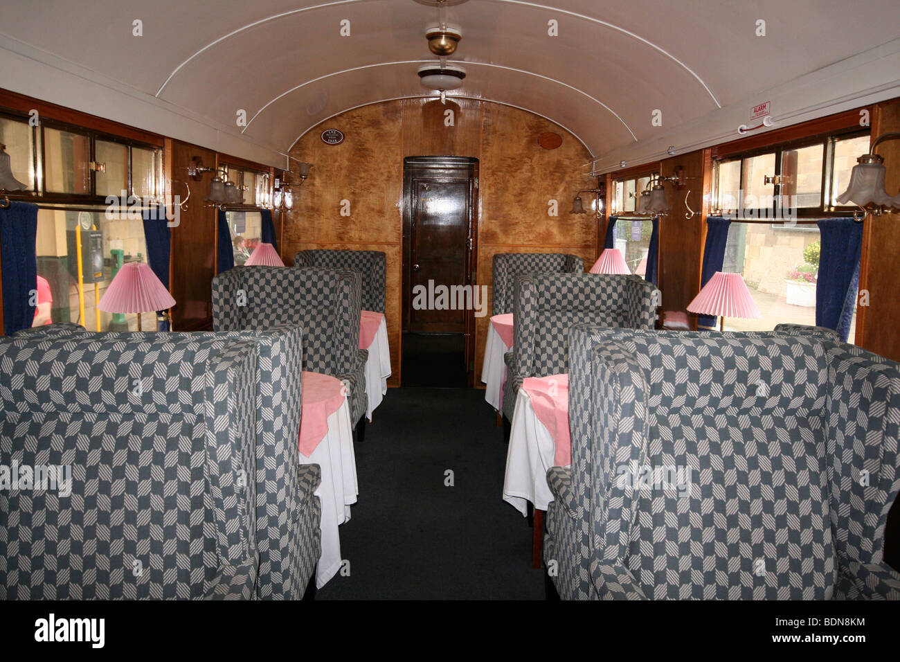 NYMR, Vintage dining carriage, North York Moors Railway, North Yorkshire, England UK Stock Photo