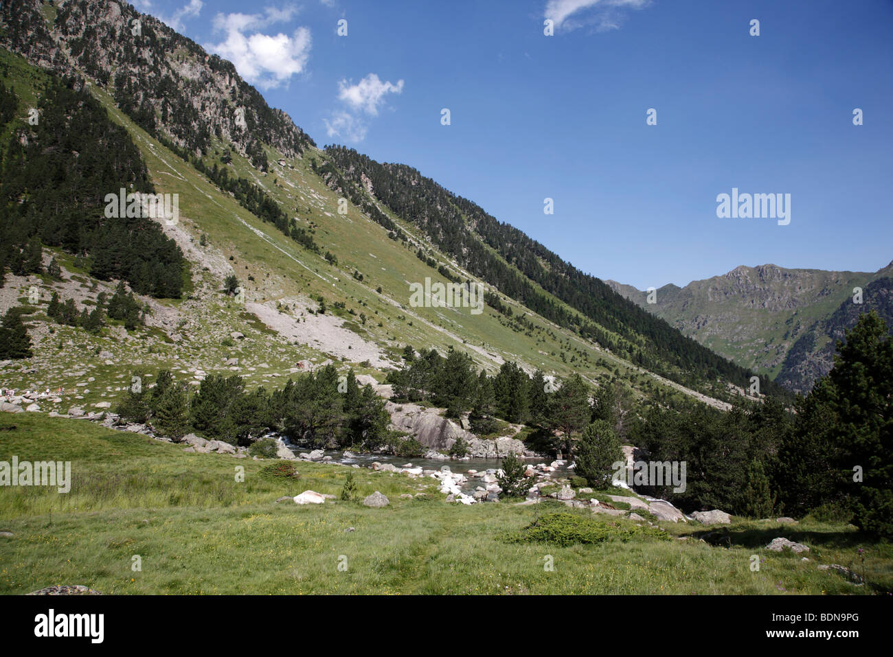 The valley above the Port D'Espagne in Le Parc National Des Pyrenees in France Stock Photo