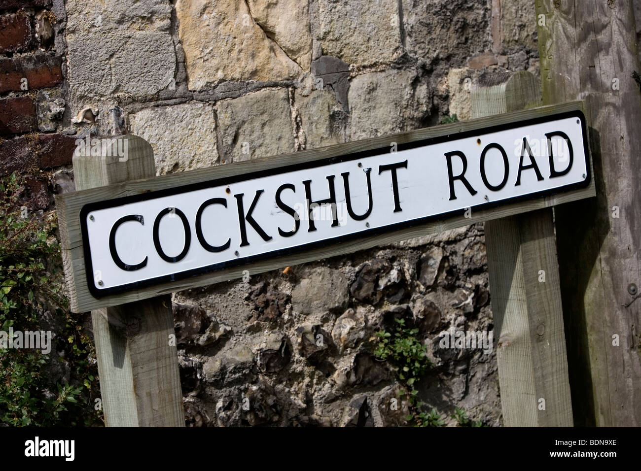 A funny road name sign in Lewes, East Sussex, UK. Stock Photo