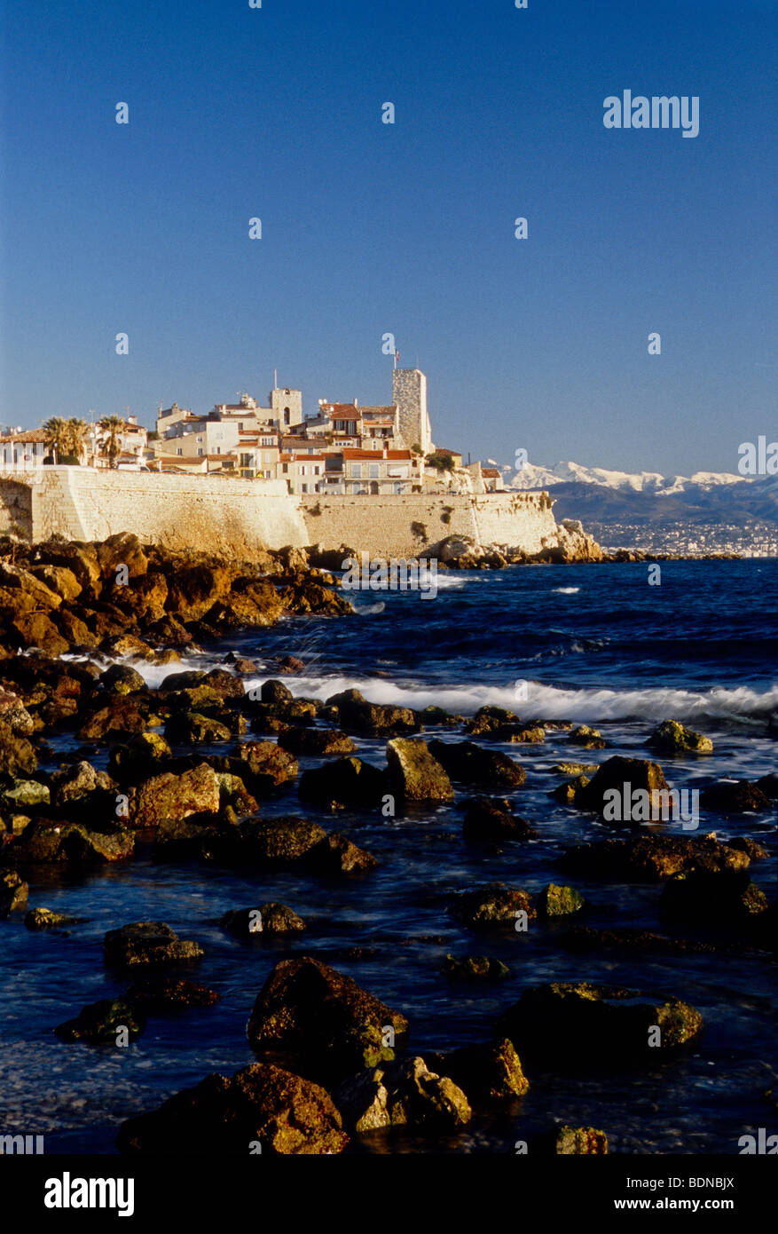 Winter picture of the old city of Antibes and the VAuban rampart Stock Photo