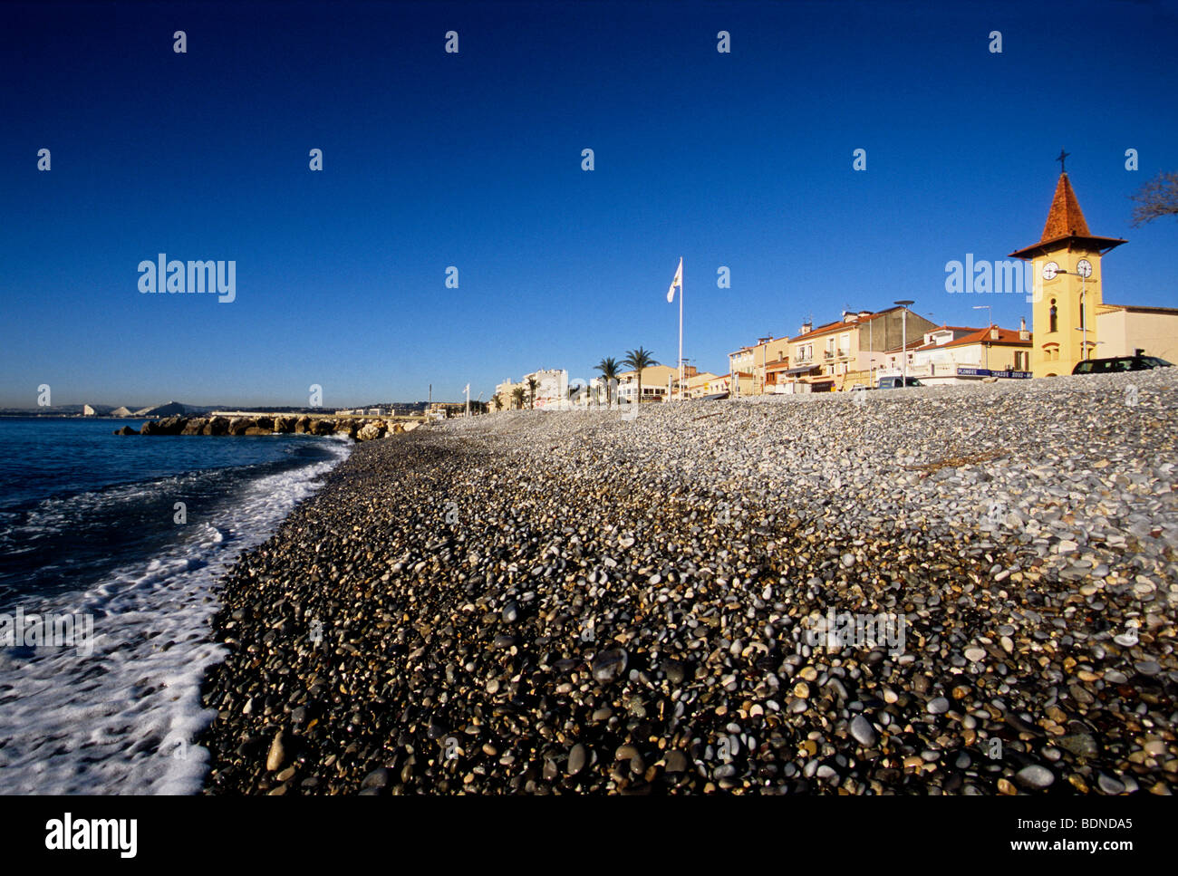 The beach of the city of Cros de Cagnes Alpes-MAritimes 06 PACA Cote d'azur French Riviera France Europe Stock Photo