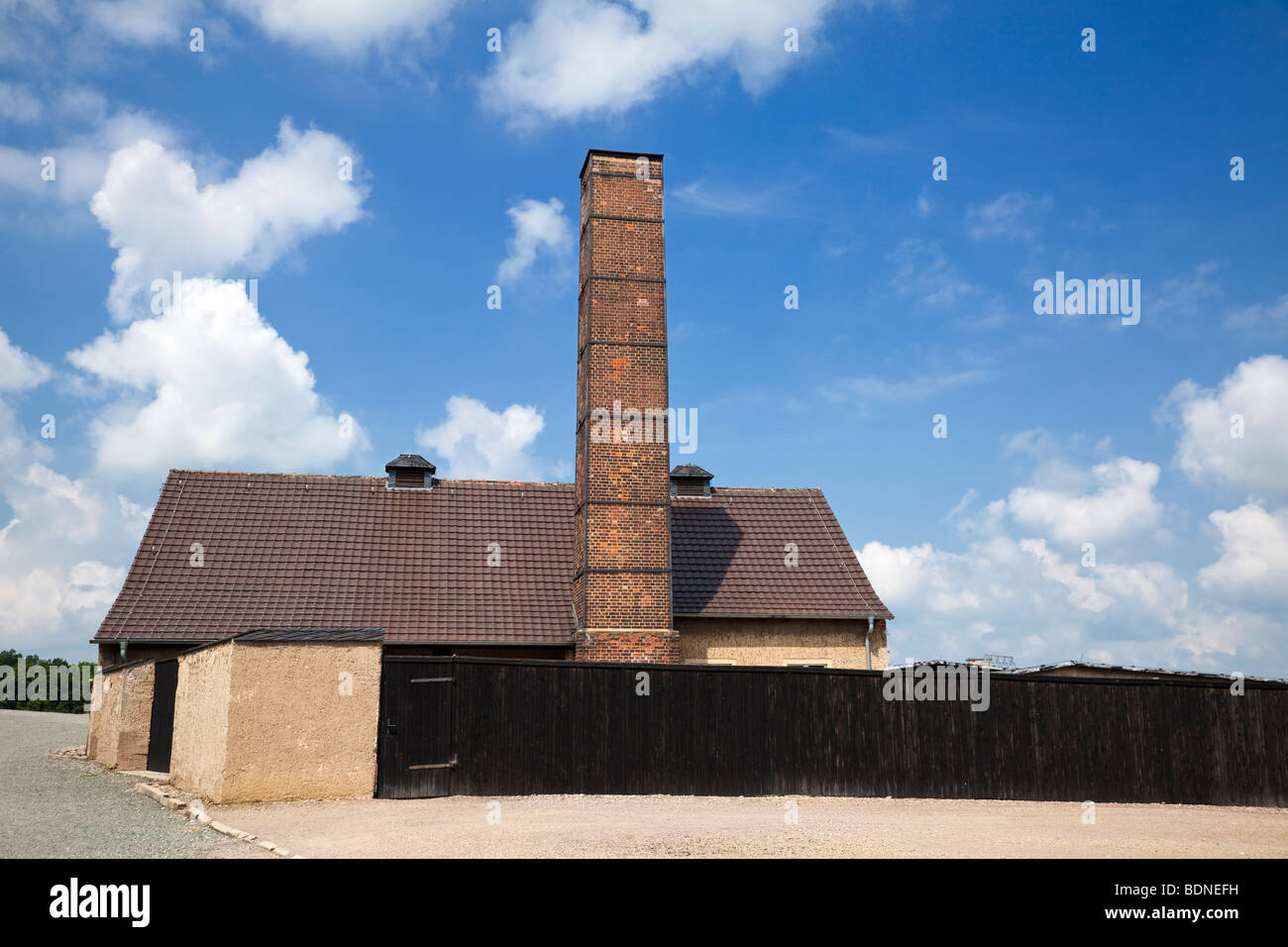 Crematorium at Buchenwald Nazi Concentration Camp, Ettersberg near Weimar, Germany, Europe Stock Photo