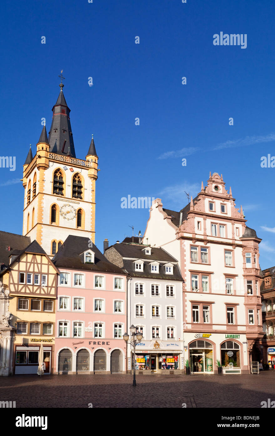 Historic old town centre of Trier in Germany, Europe and market place Stock Photo
