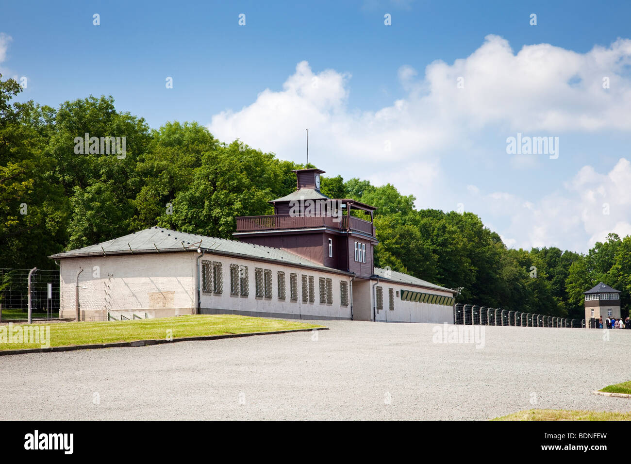 Entrance building at Buchenwald Nazi Concentration Camp, Ettersberg, Germany, Europe Stock Photo