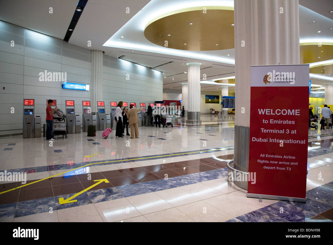 First class business class check in hall dubai Stock Photo