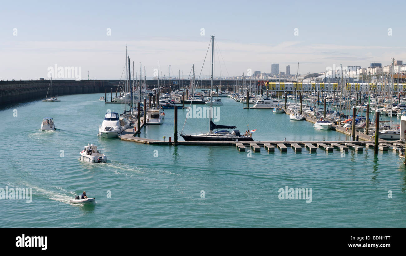 Yachts at Brighton Marina in East Sussex, England. Stock Photo
