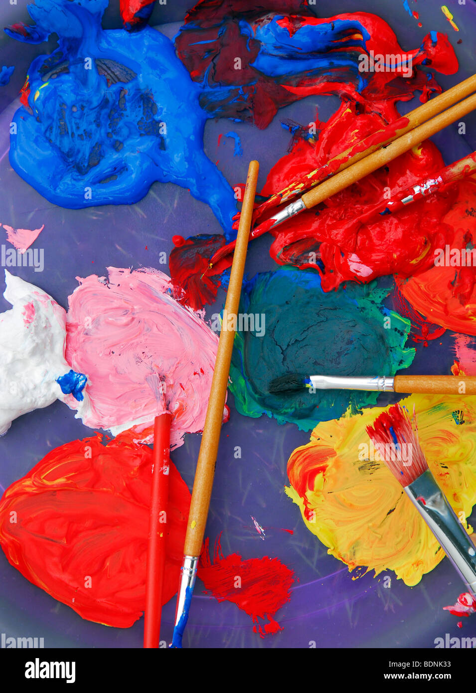 Artists Paint Palette with brushes Stock Photo Alamy