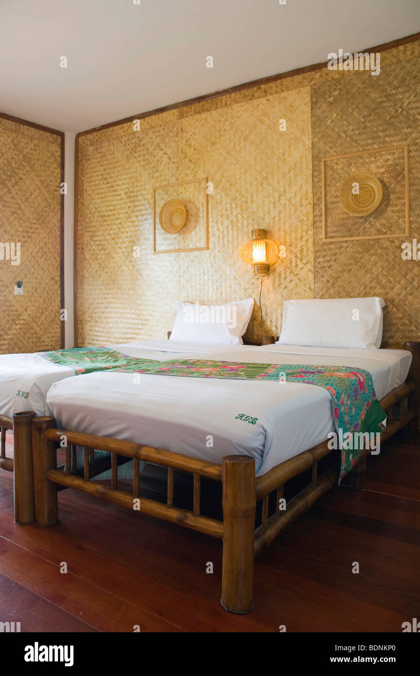 Bamboo beds in the Green Beach Bungalow, Nang Thong Beach, Khao Lak