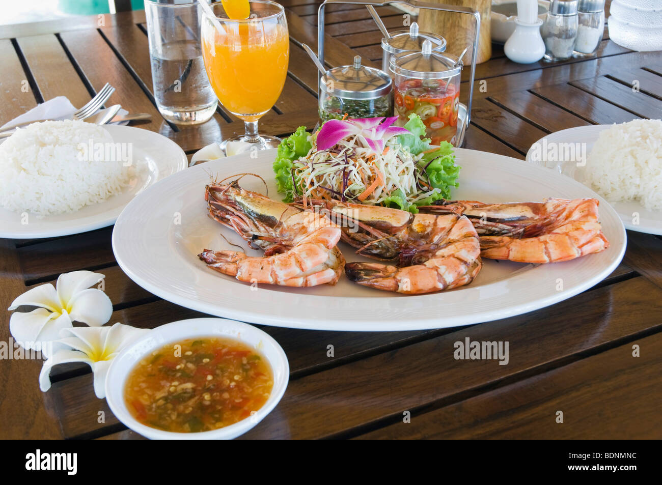 BBQ Tiger Prawn, grilled prawns, Thai food, Khao Lak, Thailand, Asia Stock Photo