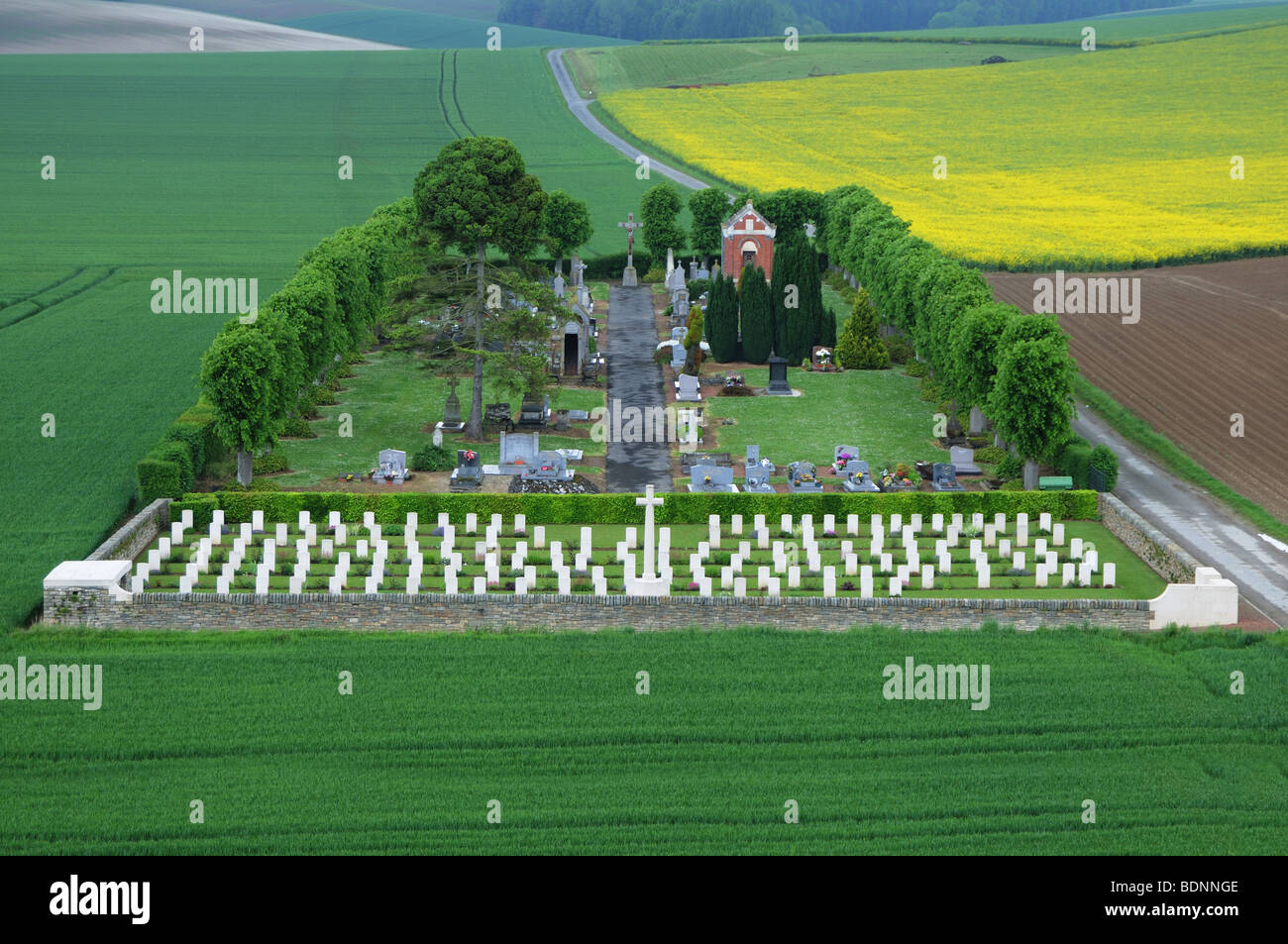 Massed British graves on the Somme Stock Photo