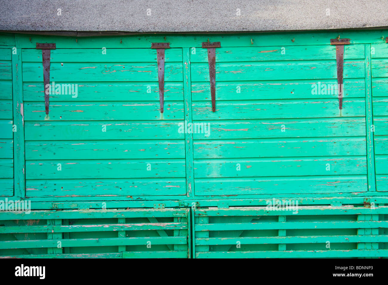 Green wooden shutters Stock Photo