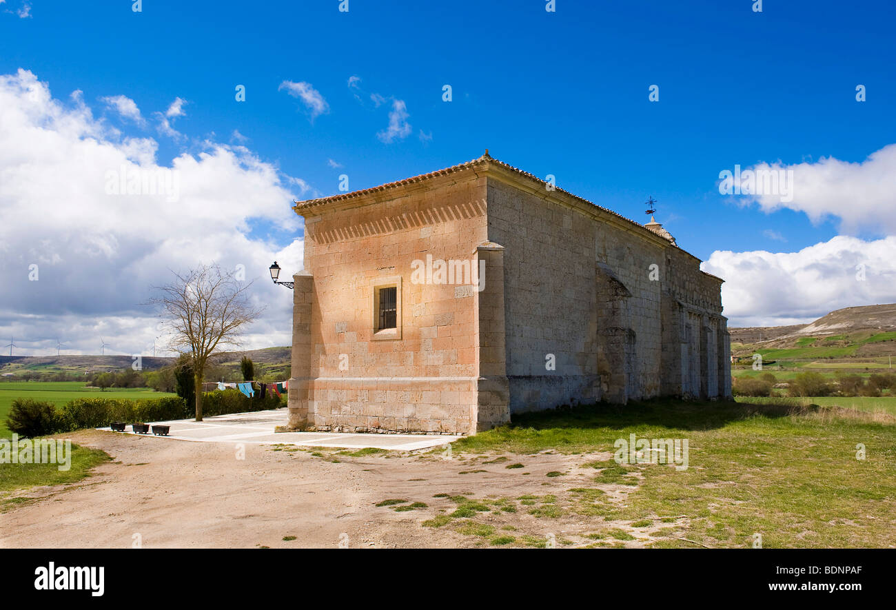 Hermitage of Nuestra Señora de la Cuadra, province of Burgos, plateau Paramo de Masa, Castile, Spain, Europe Stock Photo