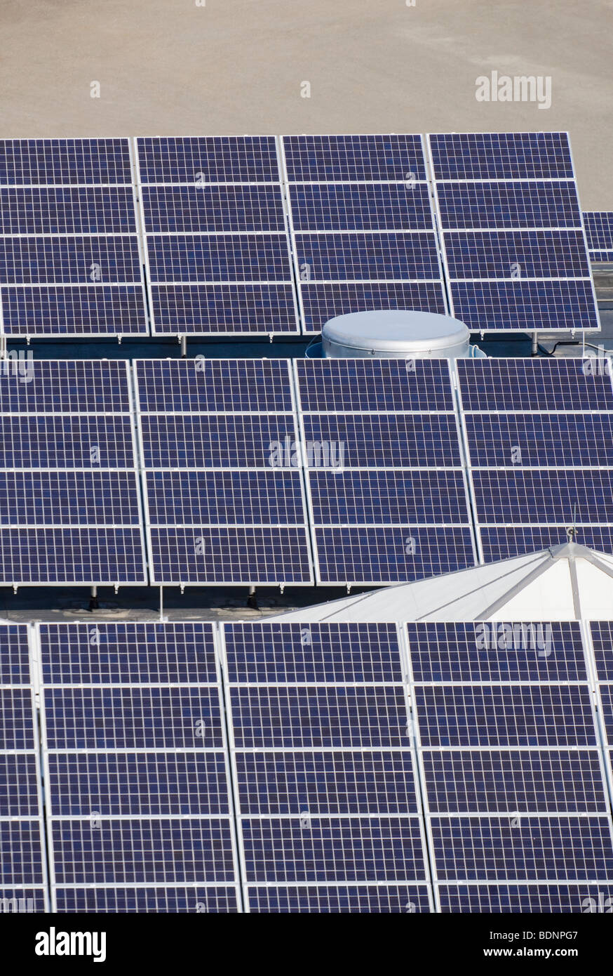 High angle view of solar panels in an industry Stock Photo