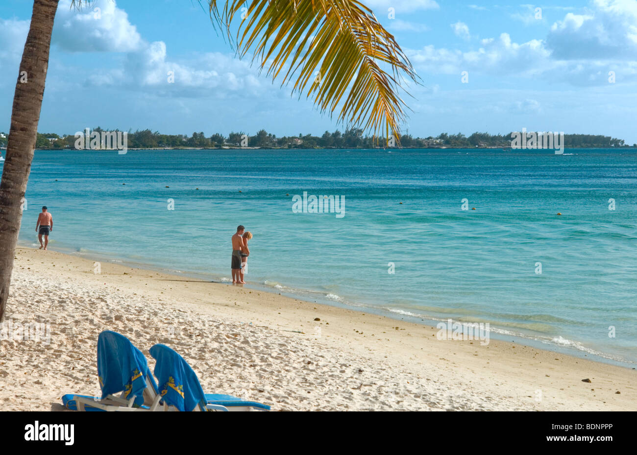 Beach in front of the HotelTrou aux Biches, Mauritius Stock Photo