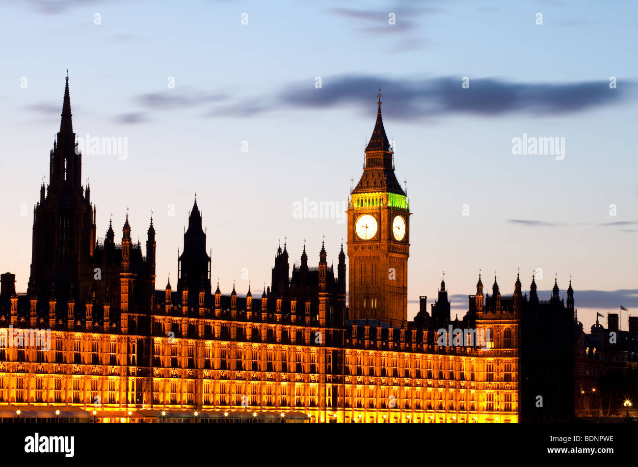 Houses of Parliament shot at sunset Stock Photo