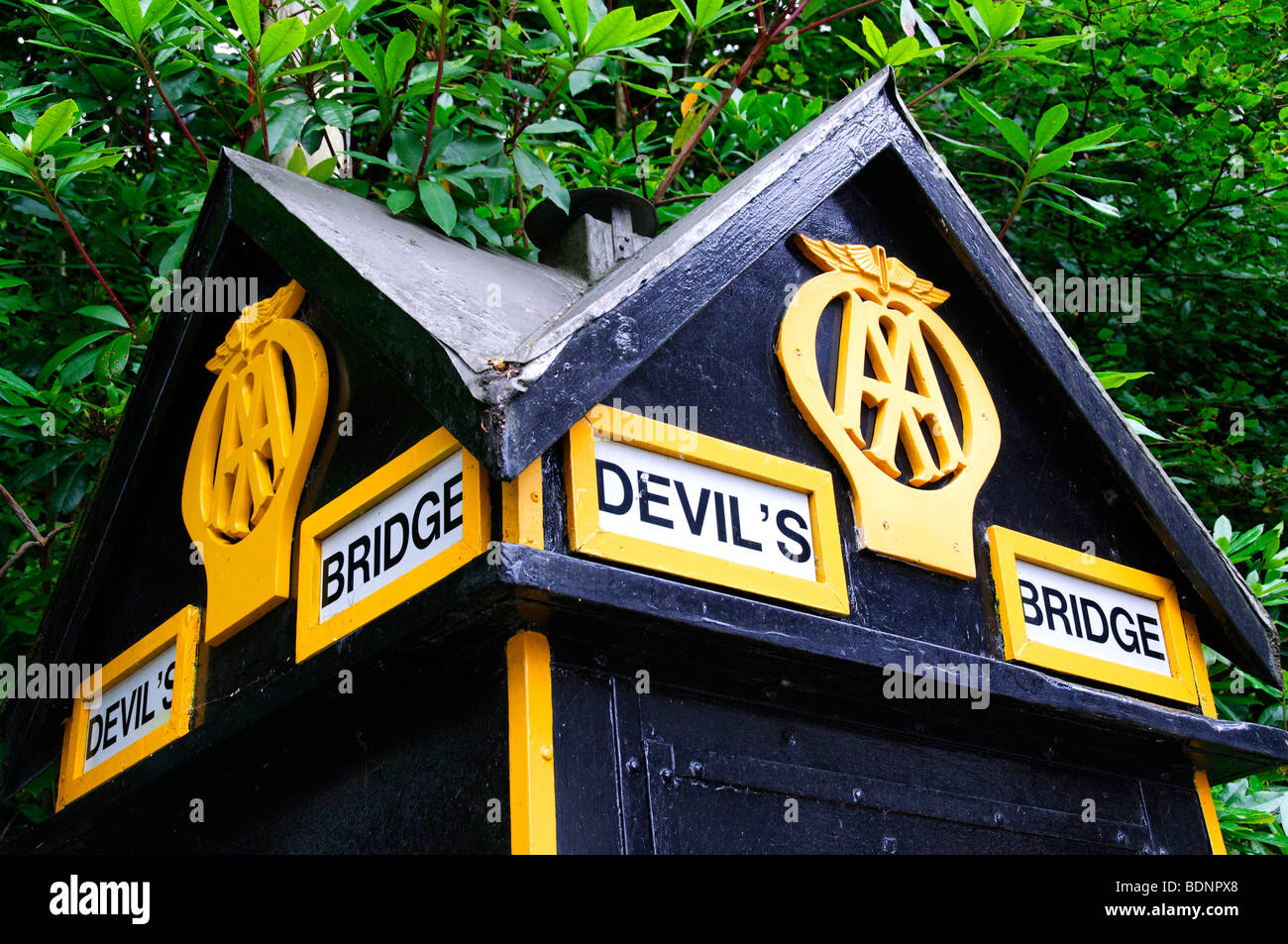 AA Box, Devil's Bridge, Wales Stock Photo