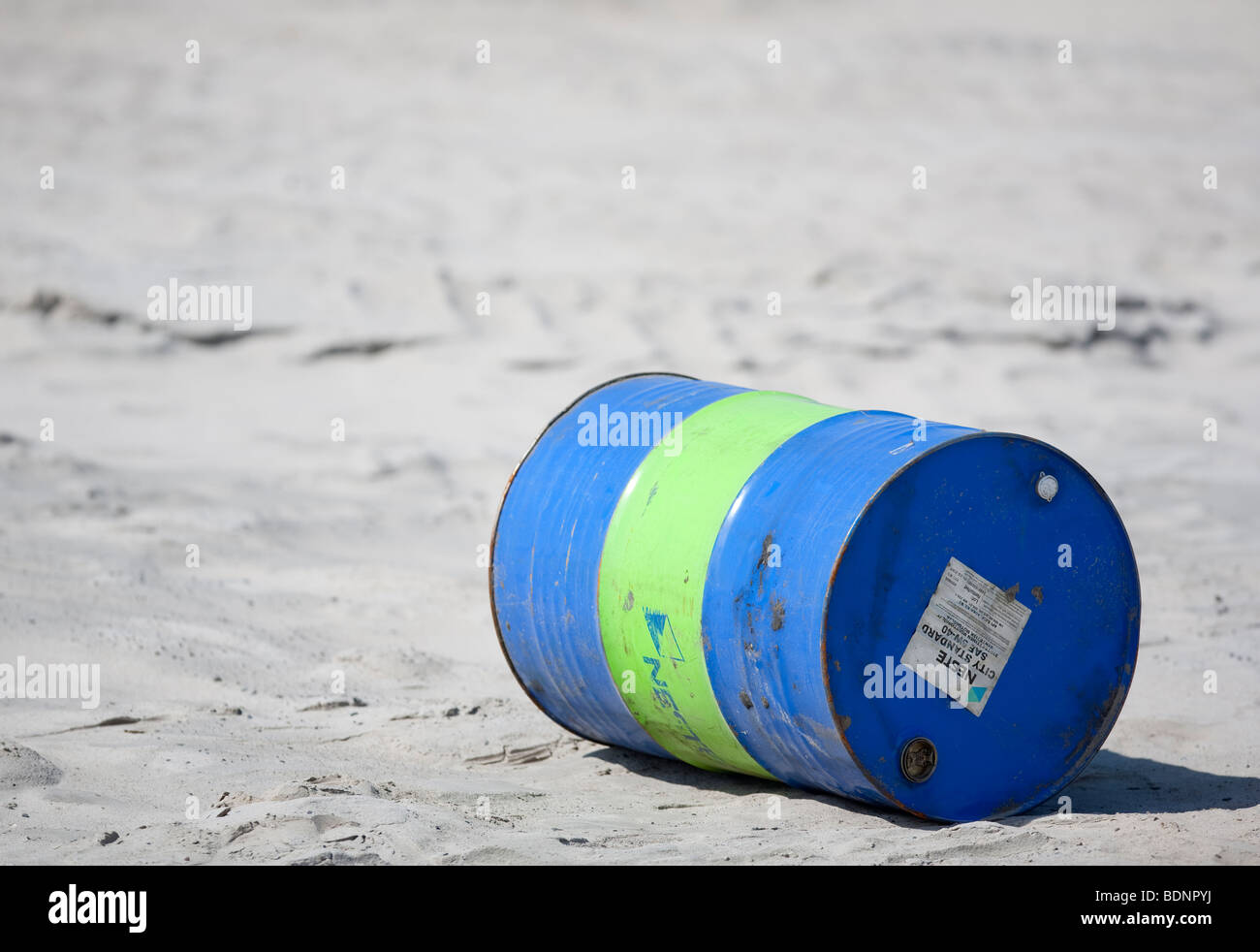 Lubricant oil barrel on sand Stock Photo Alamy