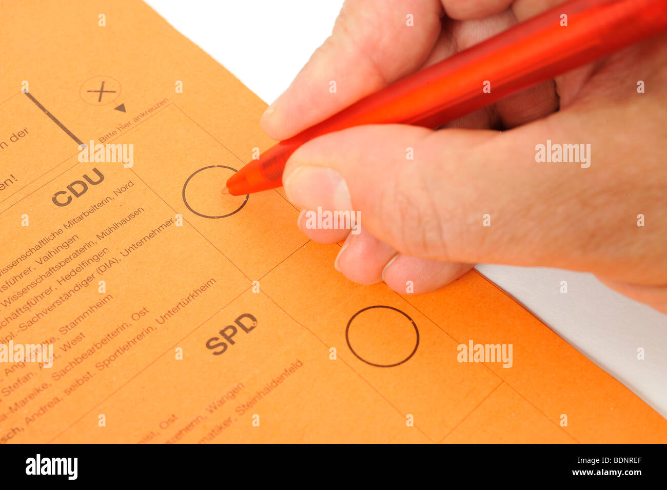 Ballot, hand, pen Stock Photo