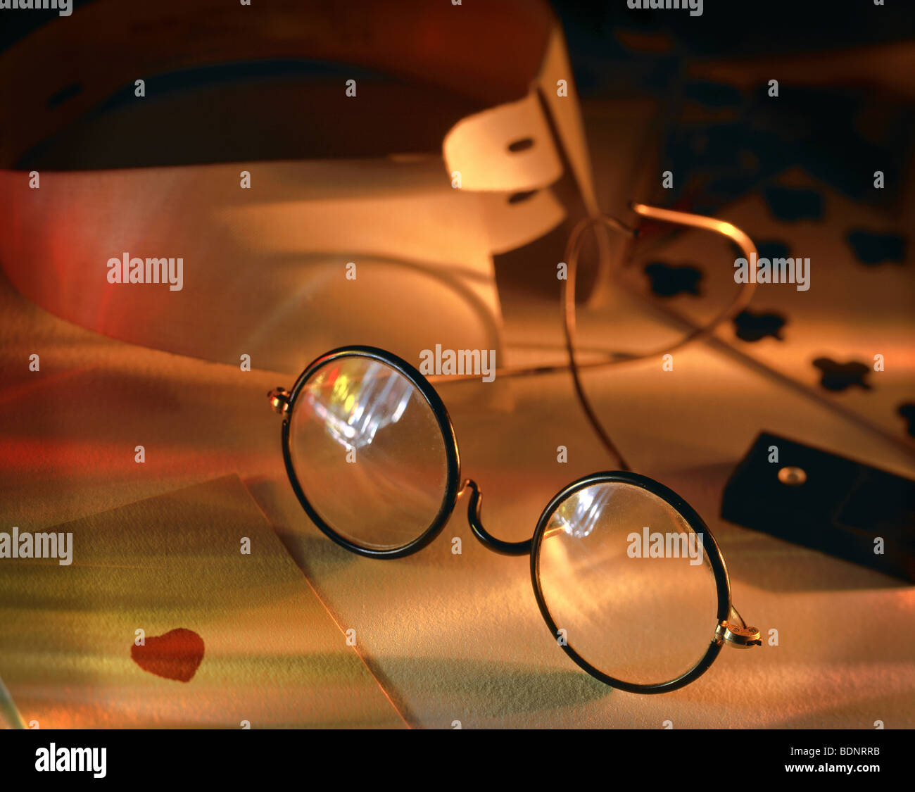 A pair of old fashioned round glasses Stock Photo Alamy