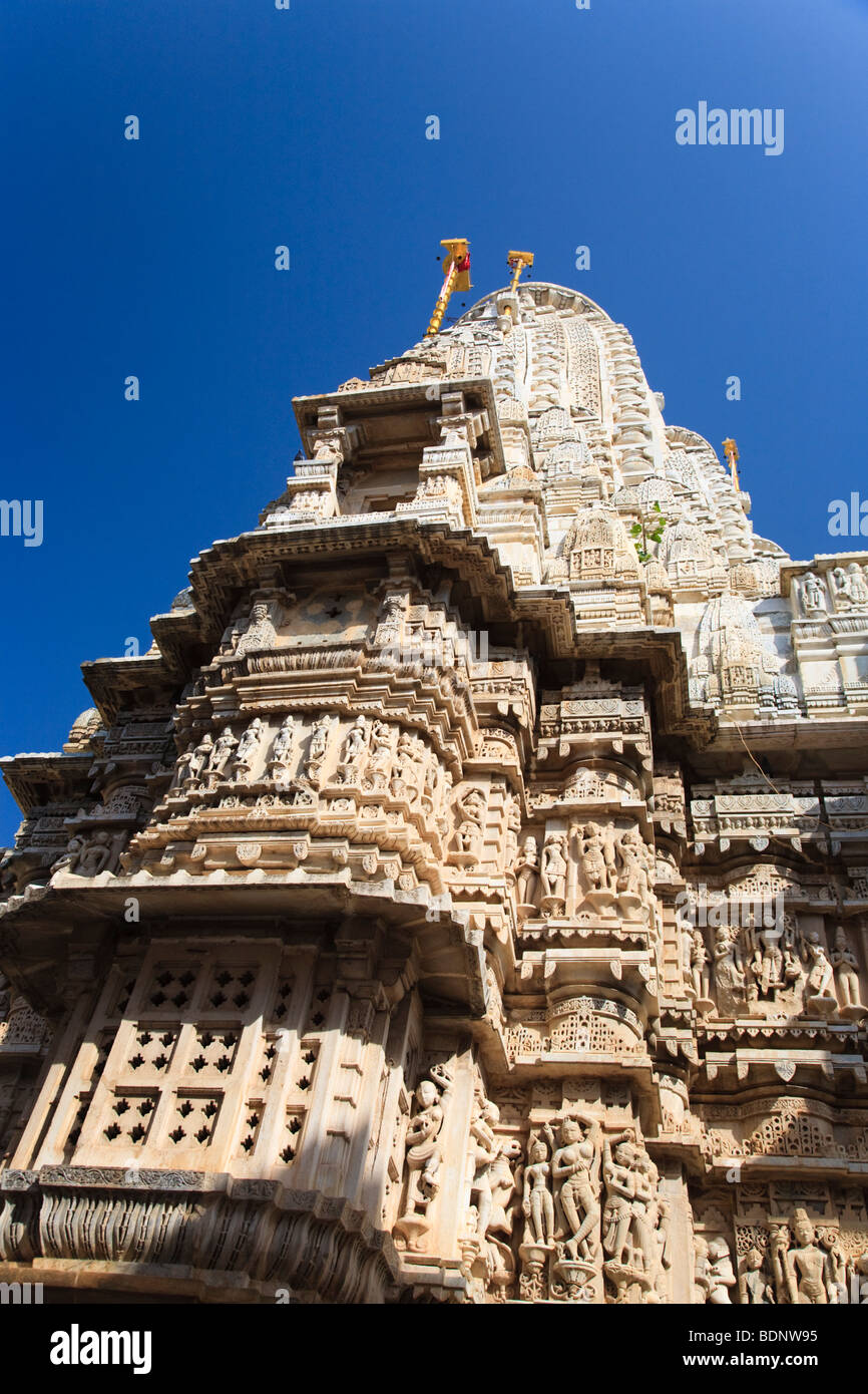 The ornate carved stone exterior of Jagdish Temple, Udaipur, India Stock Photo
