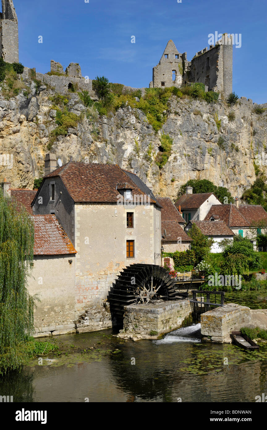 old watermill at the town of Angles sur l' Anglin, France Stock Photo