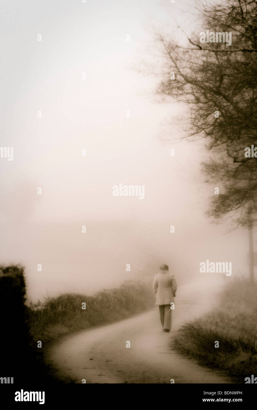 woman on country lane Stock Photo - Alamy