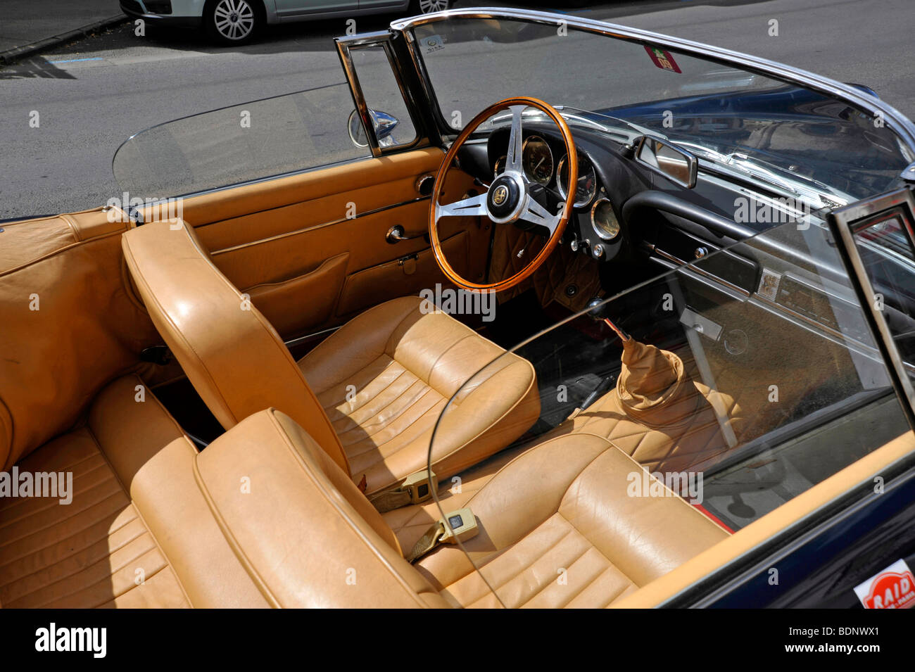 Interior of classic Alfa Romeo convertible sports car Stock Photo