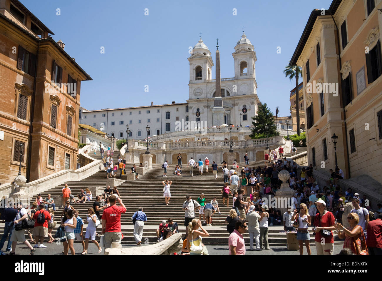 Santa Trinita dei Monti church, Piazza di Spagna, Spanish Steps, Rome, Lazio, Italy, Europe Stock Photo