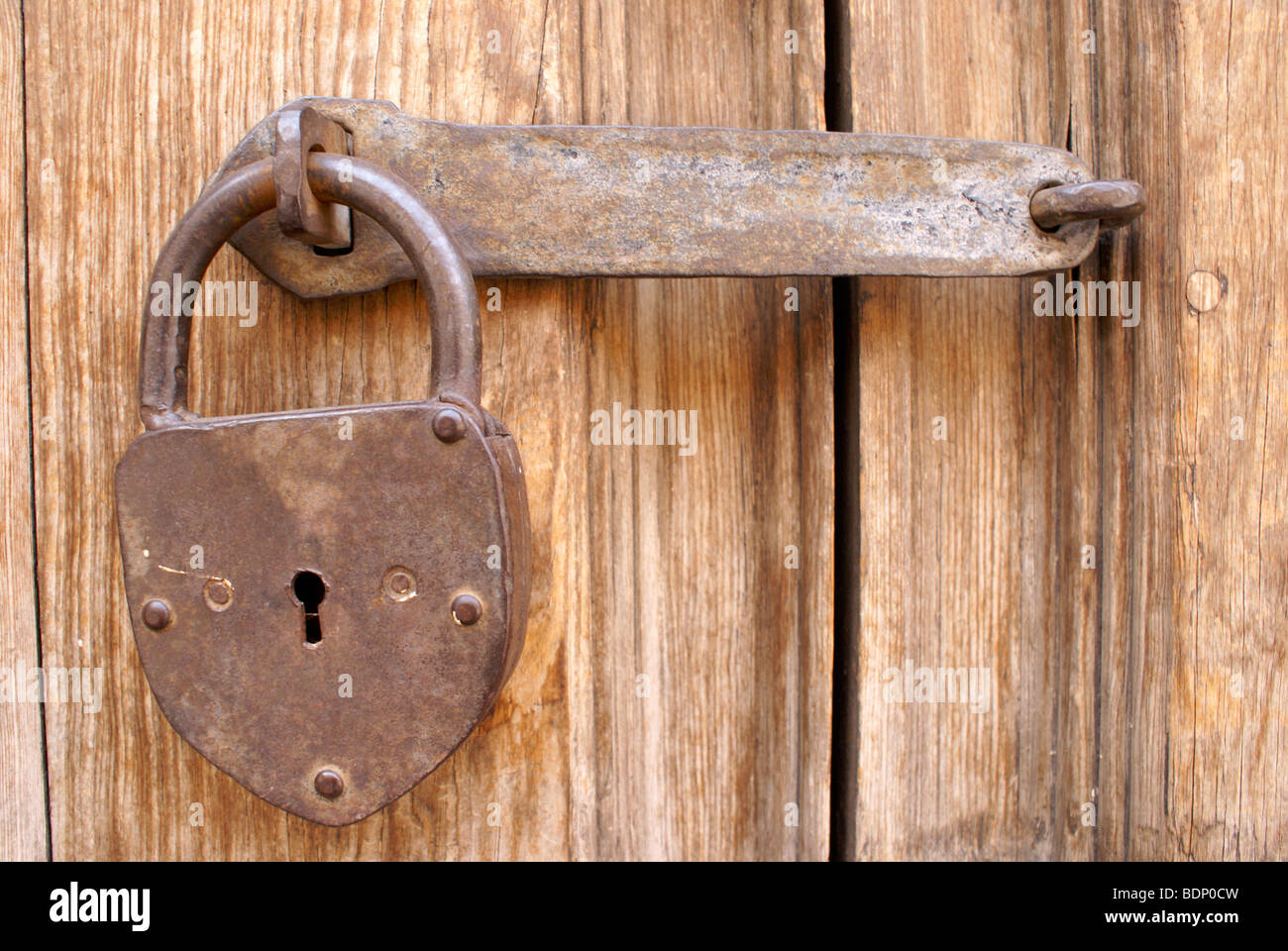 Old Padlock On The Door Of A Spanish Colonial Building In San