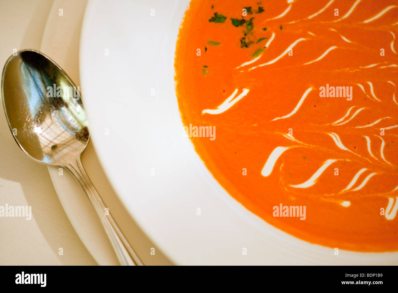 roasted tomato soup, Stella Mare's Restaurant, Santa Barbara, California, United States of America Stock Photo