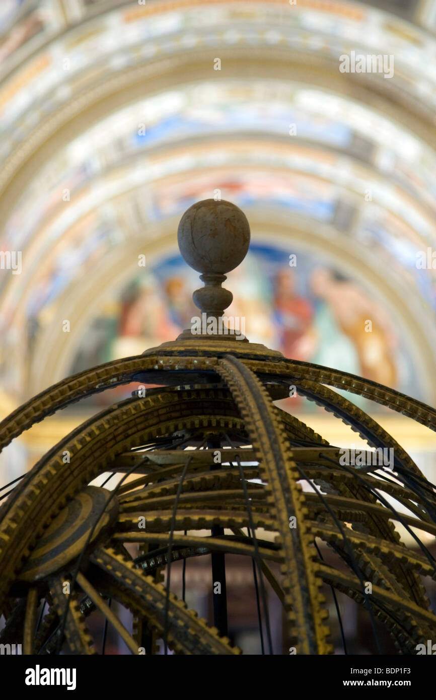 Detail of the celestial globe at El Escorial library Spain. Stock Photo