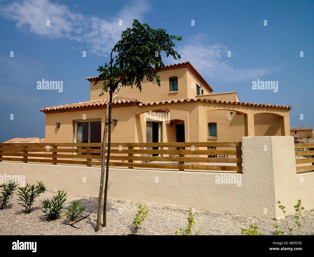 New House on Housing Estate at Port Barcares Aude France Stock Photo