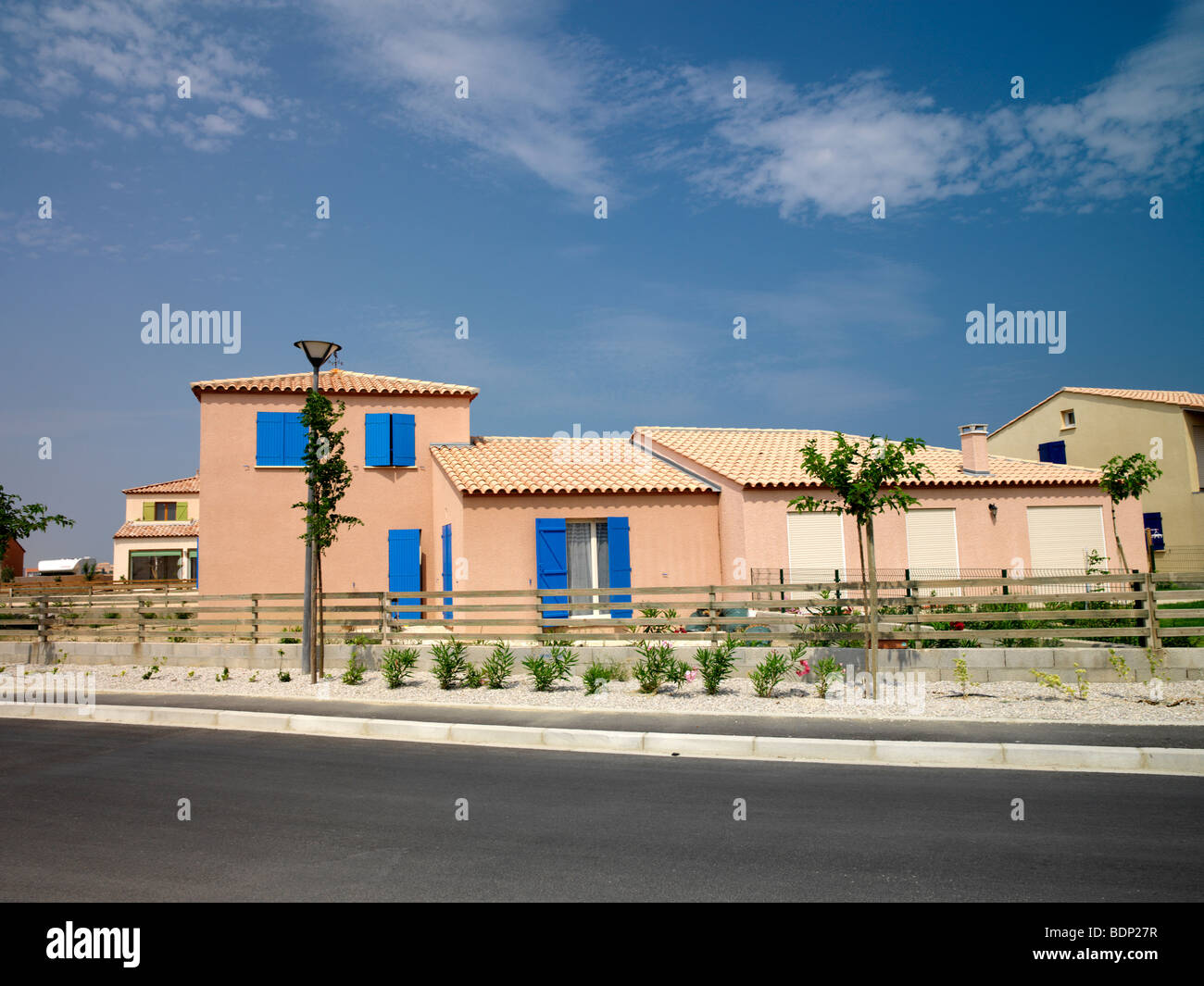 New House on Housing Estate at Port Barcares Aude France Stock Photo