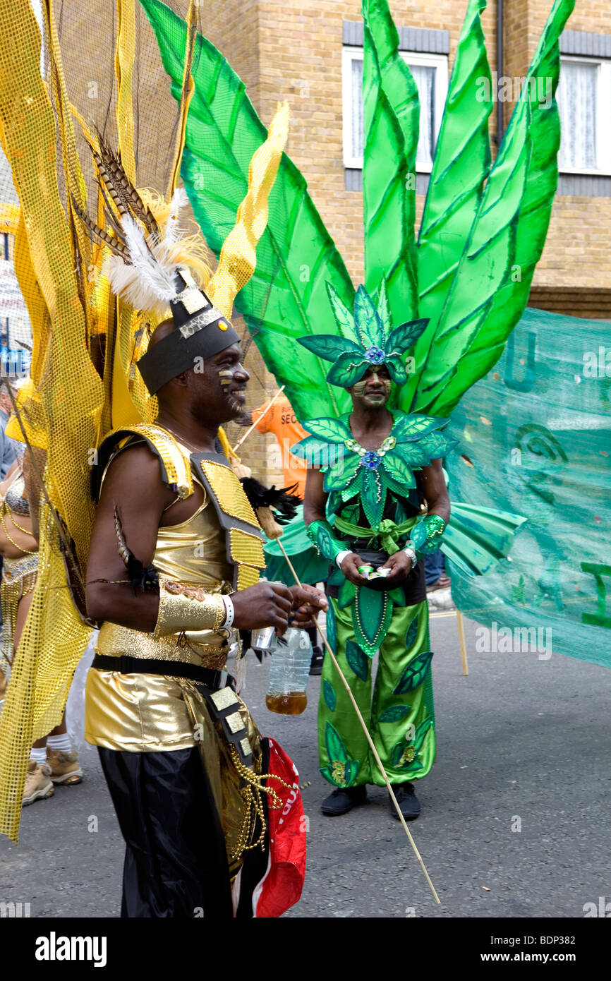 Men performing at Notting Hill carnival Stock Photo