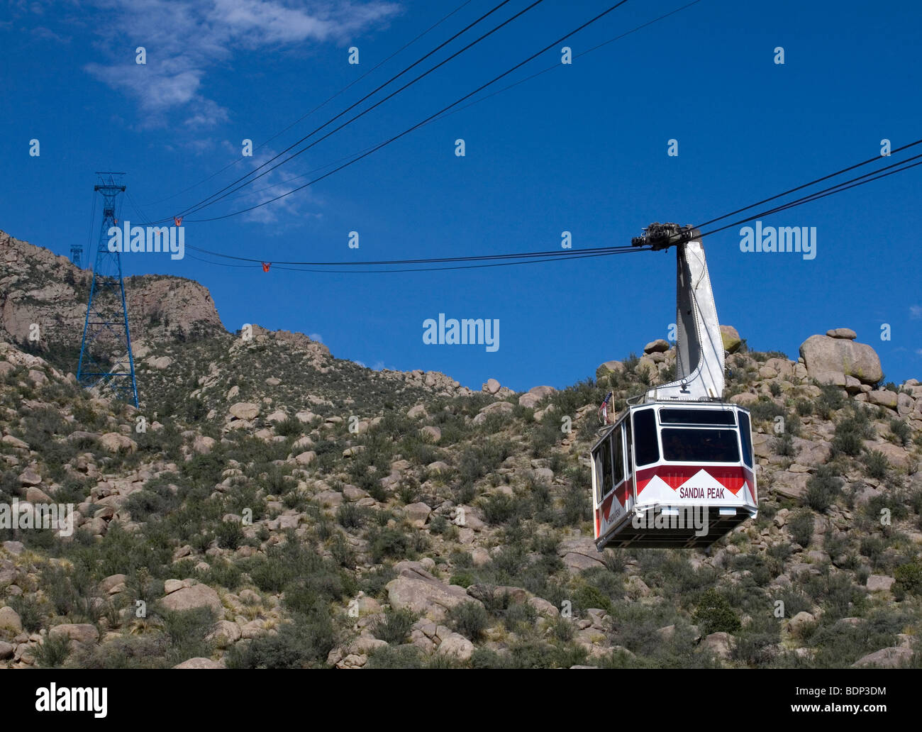 The Sandia Peak Tramway, July 5, 2009, Albuquerque, NM. Stock Photo