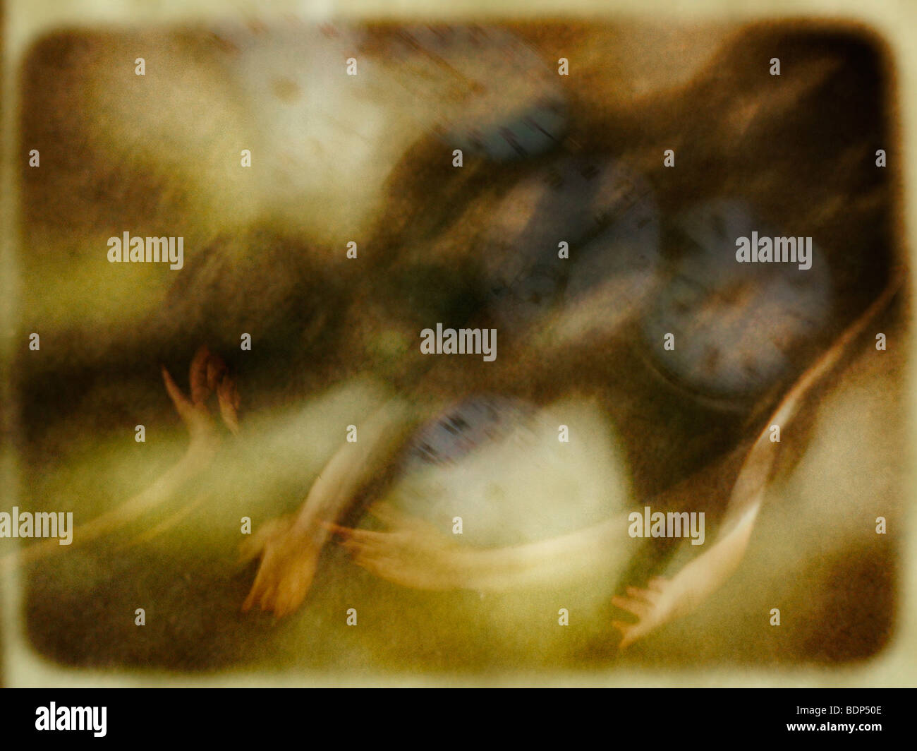 A montage of hands and clocks Stock Photo Alamy